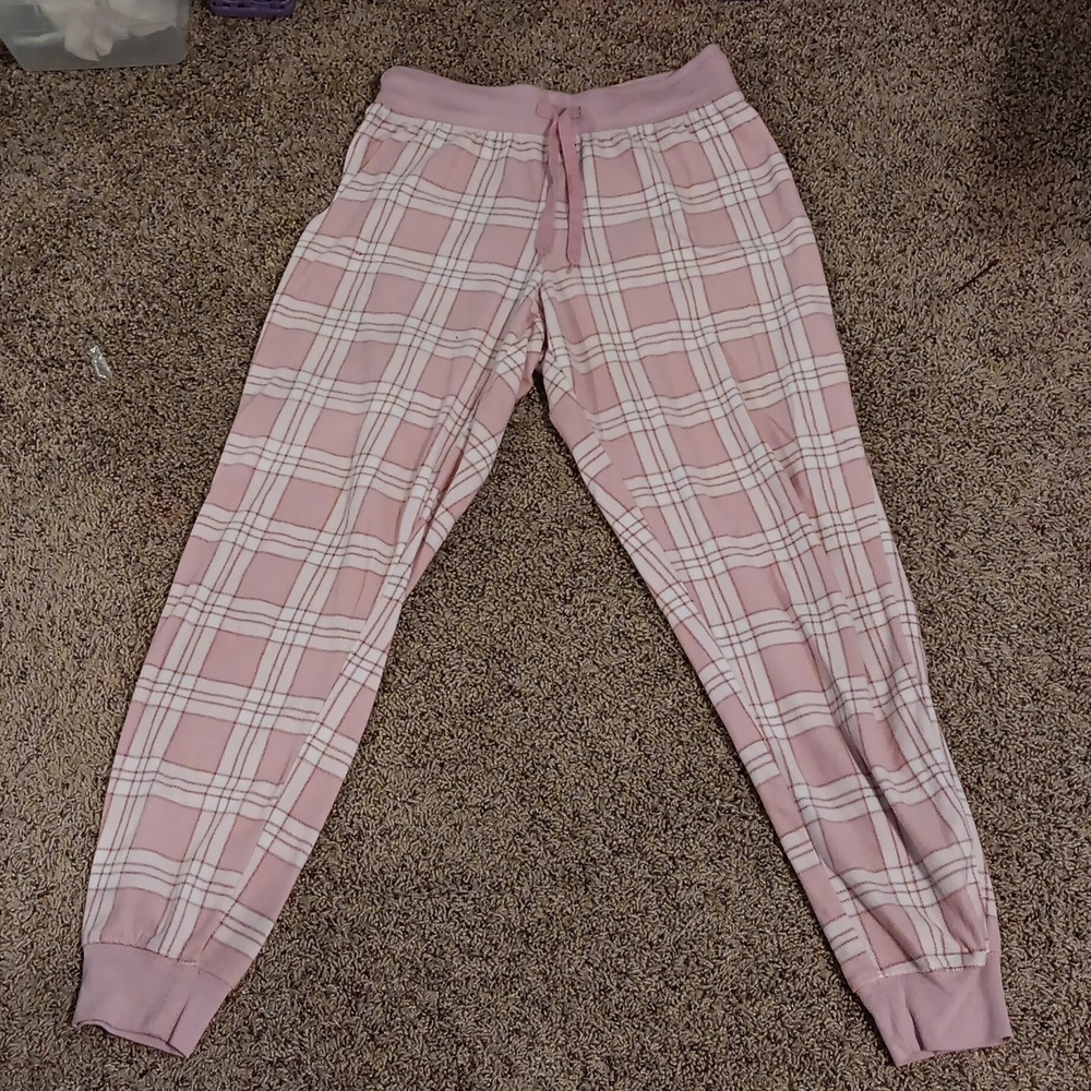 ONE GIRLS PINK PLAD COZY PANTS
